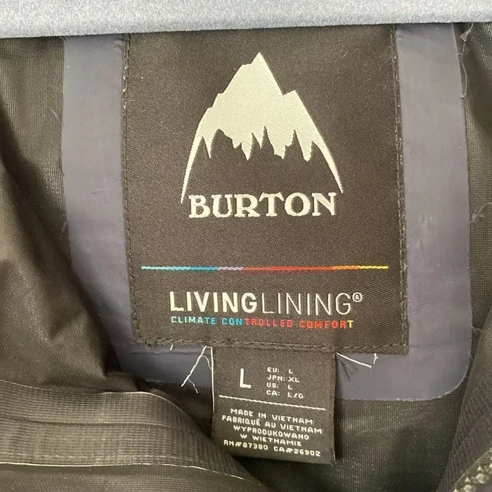 Burton sz L navy living lining jacket hooded, great pre owned condition zip